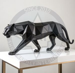 Décoration d'intérieur moderne pour salon : Panthère en métal faite à la main, écologique, recyclable, installation autocollante, pièce maîtresse de luxe - Product Image 1