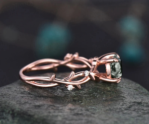 Agate mousse en argent sterling 925 coupe ronde alliance pour femmes bagues de fiançailles design fantaisie bagues en diamant en gros en vrac filles - Product Image 4