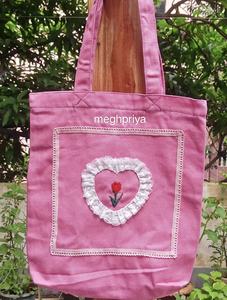 Fourre-tout en coton écologique extra large pour femmes Toile douce à pois brodés Doublure intérieure en polyester portable Logo doux et confortable - Product Image 5