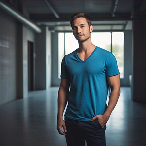 Men V-Neck T Shirt Casual Lightweight Slim Fit Short Sleeve Tee Shirts Men's <b>Jogging</b> Fitness Wear TShirt Mens - Product Image 2