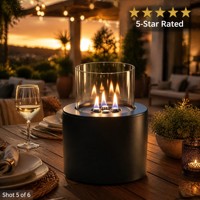 Table de foyer extérieur au bioéthanol, foyer sans fumée ni odeur, avec écran de protection en verre, pour patio, jardin, balcon