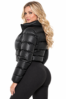 Veste matelassée imperméable noire grande taille pour femme, col montant, fermeture éclair, rembourrage en coton, manteau d'hiver décontracté