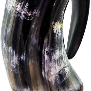 Divit Genuine Viking Drinking Horn Mug | Authentic Medieval Beer Horn Tankard | 24oz Capacity Horn <b>Cup</b>/Stein. (Jarl, Polished) - Product Image 1