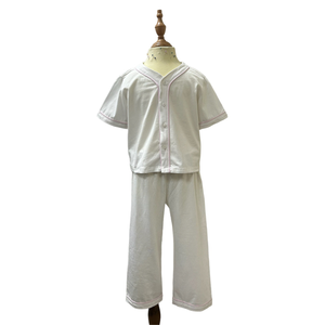 Conjunto de pijama de algodón de bambú de alta calidad, pijamas cómodos para niños al por mayor, pantalones y mangas largas blancas para bebés - Product Image 1