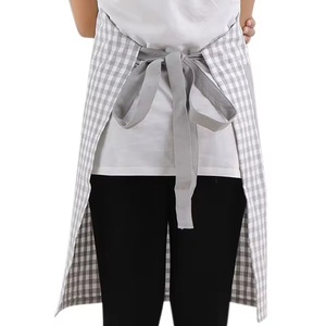 Babero teñido en hilo de algodón 100%, delantal, cintura gris, babero, comida, salón de cocina, peluquero, jardín, barbacoa, PE, LDPE, PU, tela vaquera de PVC, poliéster - Product Image 1