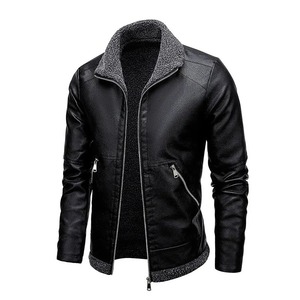 Fabricant de vestes élégantes à col en fourrure pour hommes Nouvelle veste en cuir PU pour hommes Veste homme en gros de conception personnalisée - Product Image 2