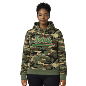 Sudadera con Capucha Camo 08 Soror, Sudadera Informal y Elegante para Mujeres de Hermandad Universitaria, Color Rosa y Verde - Product Image 1