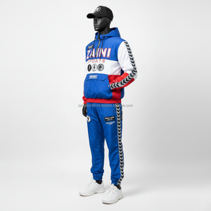 Ensemble coupe-vent de haute qualité pour hommes, survêtement en polyester doux, bleu, blanc, rouge, logo personnalisé, ensemble coupe-vent brodé, grande taille - Product Image 3