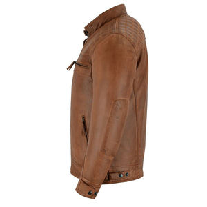 Veste en cuir pour hommes ou manteau de motard coupe ajustée en cuir naturel de style moto pour le printemps et l'automne vestes en cuir personnalisées - Product Image 2