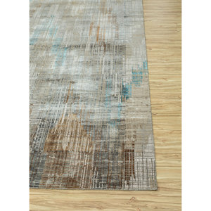 พรมไหมพรมและไหมไผ่ถักมือสีเบจและสีน้ำตาลลายแบบนามธรรมสำหรับห้องนั่งเล่นหรือห้องนอนวัยรุ่น-Srb(727) - Product Image 4