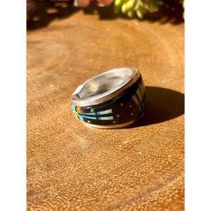 Bague Gilbert Smith taille 9 en argent sterling avec incrustation ciel nocturne et pierres multiples, opale comme pierre principale, pour un usage quotidien - Product Image 3