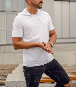 Camisetas básicas de sudor para hombre, cuello redondo, Otoño Invierno, camisetas con capucha, nueva moda para hombre, informal, de manga corta, ajustada, con capucha - Product Image 1