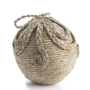 Wholesale cheap price natural straw hanging ball ornament seasonal decoration Christmas tree decoration made in Vietnam