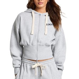 Sudadera con Capucha para Mujer a Precio Económico, Diseño Corto con Mangas Largas para Estilo y Uso en Exteriores, con Dobladillo Acanalado y Cordones en la Capucha - Product Image 1