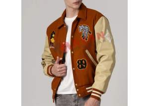 Chaqueta universitaria para hombre al aire libre de talla grande al por mayor, color único con bordado pesado, diseño de gran tamaño - Product Image 3