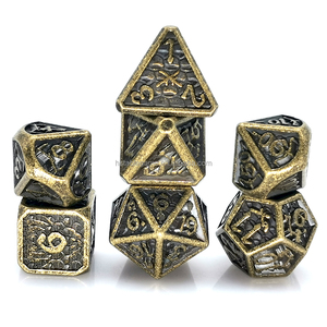 2025 usine Antique placage D20 dés en métal polyédrique RPG mdn ensemble avec Dragon Wars D20 forme pas cher prix pour les jeux du mdn - Product Image 6