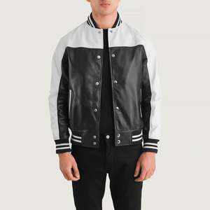 Chaqueta Varsity de Piel de Oveja Vintage, Impermeable, Bordada, Tallas XS y XL - Product Image 1