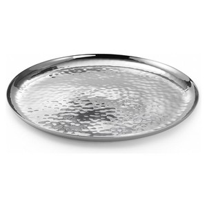 Bandeja DE SERVICIO DE ACERO INOXIDABLE martillado de diseño clásico moderno elegante plata galvanizada para uso doméstico y en eventos - Product Image 1