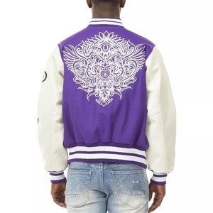 High Quality Vintage Men's Wool <b>Canvas</b> Baseball Letterman <b>Jackets</b> Custom Stand Collar Casual Autumn/Winter Quick Dry Breathable - Product Image 6