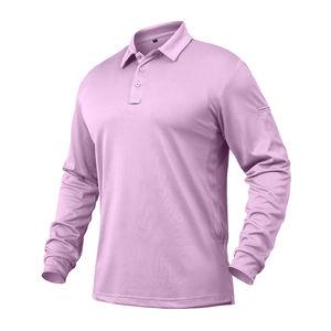 Polo à manches longues pour homme en coton biologique 100% personnalisé en gros OEM en coton polyester piqué maille or - Product Image 2