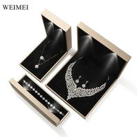 Boîte à bijoux WEIMEI avec logo personnalisé, dorée, avec éclairage LED, pour collier, bague, bracelet, ensemble de boîtes à bijoux avec lumière