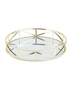 Brown <b>Round</b> Metal Food Serving <b>Tray</b> Platter with Golden Handles Elegant for Ramadan & Wedding Occasions - Product Image 3