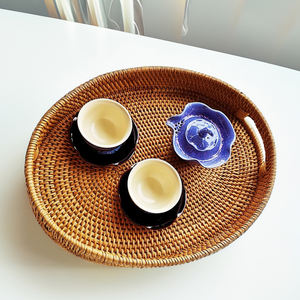 Venta al por mayor de bandejas de mimbre redondas ecológicas hechas a mano de Vietnam SR2030 marco de bambú fuerte bandeja para servir precio de fábrica - Product Image 4