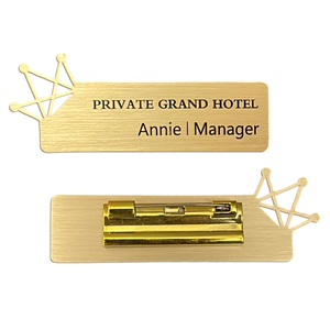 Tùy chỉnh hình kim loại rỗng nameplates Laser khắc Kinh Doanh ID huy hiệu Tim tai nghe phác thảo cho khách sạn nhà hàng nhân viên hoặc nhãn - Product Image 2