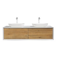 Meuble mural double vasque de luxe 63 pouces avec système de tiroir breveté en U, dessus en MDF laqué pour projet de villa et décoration intérieure