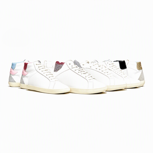 Zapatillas casuales de hombre ligeras, transpirables, antideslizantes, con cordones, punta redonda, suela de goma EVA, para todas las estaciones, blancas, de cuero genuino. - Product Image 1