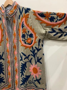 Casual Short Floral <b>Jacket</b>- Boho Style Street Fashion <b>Velvet</b> Fabric New Suzani Embroidery <b>Jacket</b> For <b>women</b> - Product Image 4
