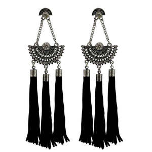 Tip Top Fashions 1312316B Pendientes de araña de hilo de piedra chapados en rodio - Product Image 1