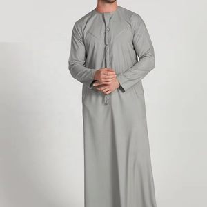 Venta caliente Thobe Casual Wear O cuello Premium hombres manga larga ropa musulmana gris teñido colores personalizados cómodo vestido islámico - Product Image 6