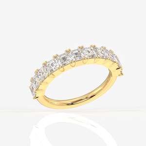 Asscher Cut Moissanite Diamond Wedding Band 9K Gold <b>Ring</b> Elegant Moissanite <b>Rings</b> - Product Image 2