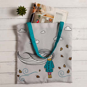 Sacs fourre-tout portables en toile de coton pour petite fille, avec fermeture éclair, couleur unie, motif dessin animé, pour toutes les saisons (hiver, printemps, été, automne) - Product Image 2