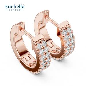 Offre Spéciale demi-Bali en argent sterling 925 double rangée avec boucles d'oreilles en diamant rond pour femme - Product Image 3