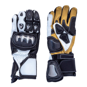 Genuine Cowhide Leather Motorbike Riding Gloves Motorcycle Auto Racing Wear Knuckle Armoured Green/Black/White Gloves For Unisex - Product Image 1