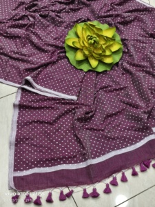 Khadi Robe saree exclusive écologique en coton tissé et légère imprimée à séchage rapide pour les mariages de filles - Product Image 3