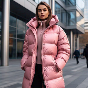 Veste longue bouffante manteau femmes surdimensionné hiver fourrure capuche chaud Long manteau vêtements d'extérieur matelassé manteaux col montant Patchwork veste - Product Image 4