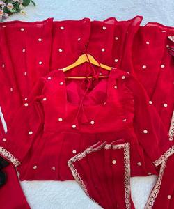 DESIGNER FENDY SATIN RAMBO SEQUENCE EMBROIDERY COTTON LUXURY KURTI BOTTOM DUPATTA WEDDING WEAR WHOLESALE PRICE ETHNIC GARMENT - Product Image 6