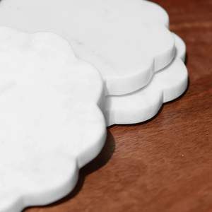 Handmade Wave Edge Natural Decorative Natural White <b>black</b> Marble <b>coasters</b> white <b>coaster</b> and <b>black</b> white <b>coaster</b> - Product Image 5