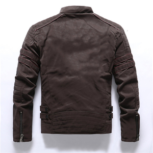 Nuevo precio barato de cuero de vaca para hombre, chaqueta de cuero PU para hombre, abrigo de cuero con múltiples bolsillos cálido de lana Vintage, prendas de vestir, chaquetas - Product Image 4