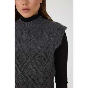 Suéter de Punto Crochet sin Mangas con Patrón Geométrico Informal, 100% Acrílico - Product Image 3