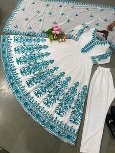 Lancement de la nouvelle robe de soirée de styliste, Look bas et dupata, belle couleur, entièrement brodée, tenue de Festival, de travail - Product Image 4