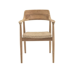 Silla de Comedor Moderna de Madera de Teca con Respaldo Curvo de Madera, Asiento de Ratán Tejido a Mano, Ecológica y Duradera para Áreas de Comedor de Apartamentos - Product Image 3