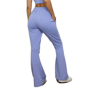 Pantalones de chándal de lana acampanada ecológicos de invierno para hombre, pantalones de pierna ancha informales lisos de 100% poliéster, pantalones para correr - Product Image 2