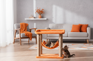 ที่นอนแมวคุณภาพสูง Amistar Tangerine Dream พร้อมที่ลับเล็บแบบเปลญวนสำหรับแมวทุกขนาด - Product Image 5