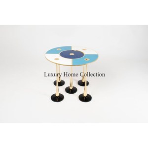 Table centrale et d'appoint multicolore de forme ronde au design unique, faite à la main, table d'appoint et d'appoint de luxe et de fantaisie, meubles de style antique - Product Image 2