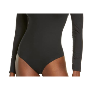 Classic Black Spanx Long Sleeve <b>Bodysuit</b> Size Medium Casual Print Skinny Fit Nylon Knitting Fabric for Spring Summer Winter - Product Image 6