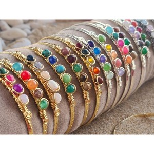 Vibrant Stones Fashion <b>Cuff</b> <b>Bracelets</b> Gold and <b>Silver</b> Plated for Stylish Retail Appeal - Product Image 1